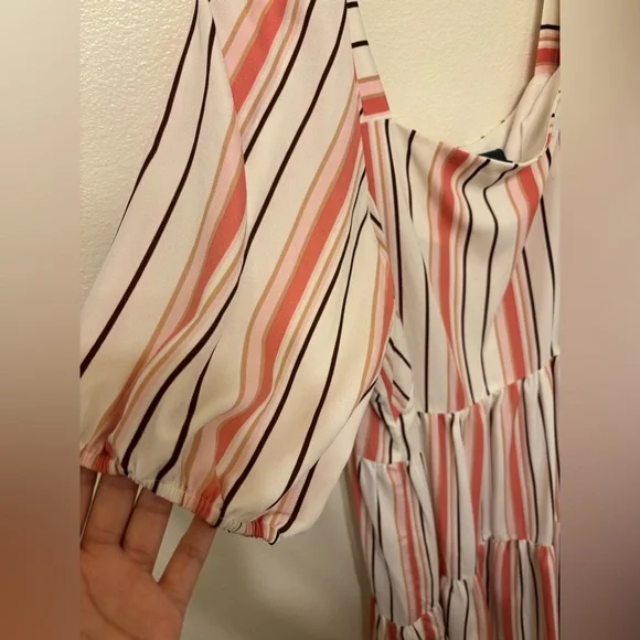 Gabby Skye Cream and Pink Striped Dress - Picture 3 of 6